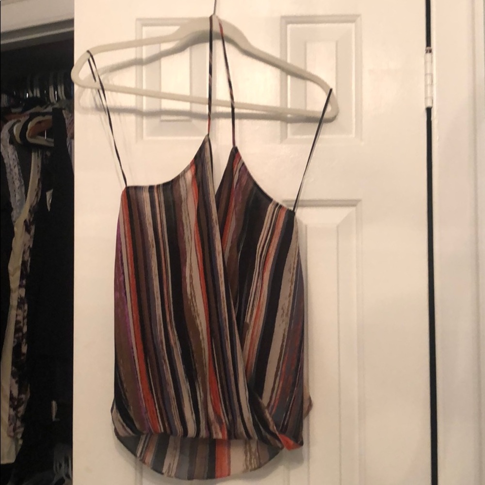 Colorful halter crossover shirt